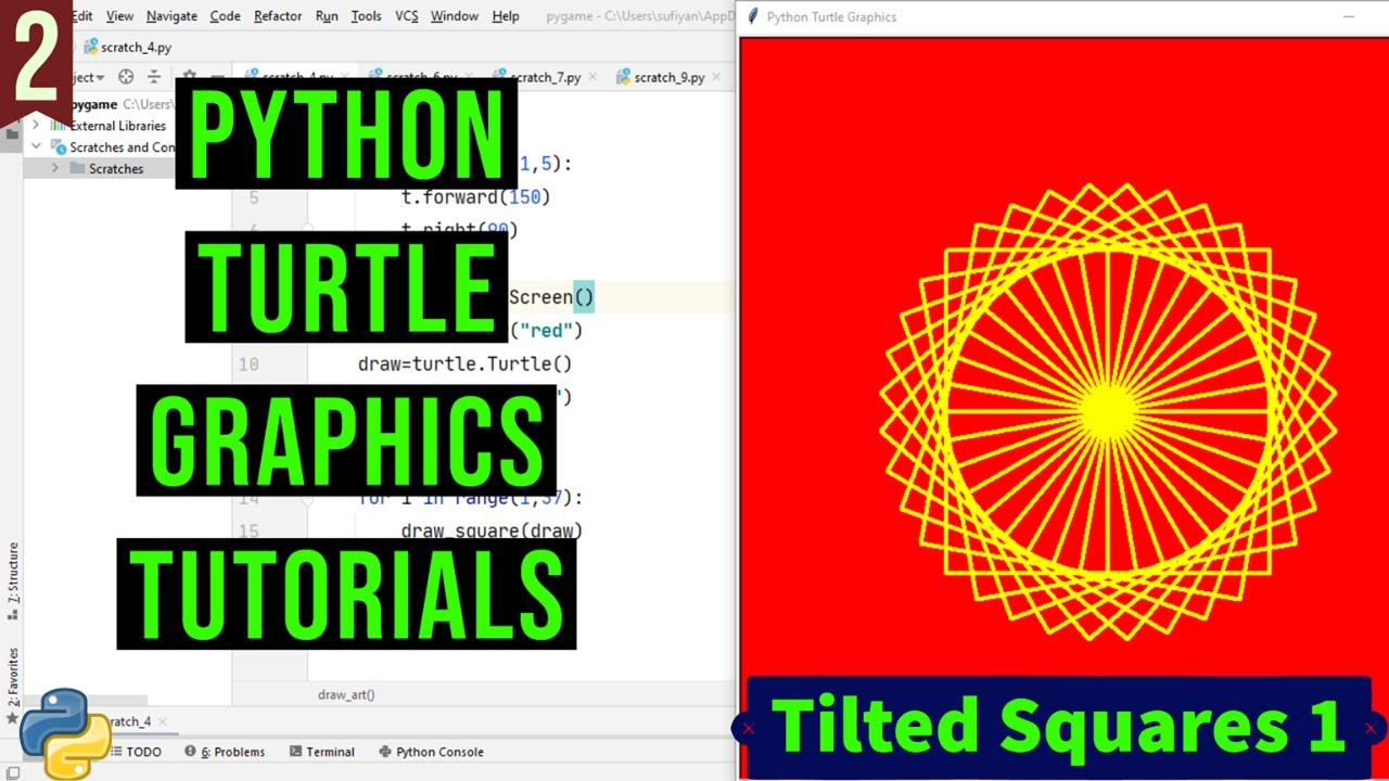 Python turtle graphics drawing color kamimura spiral